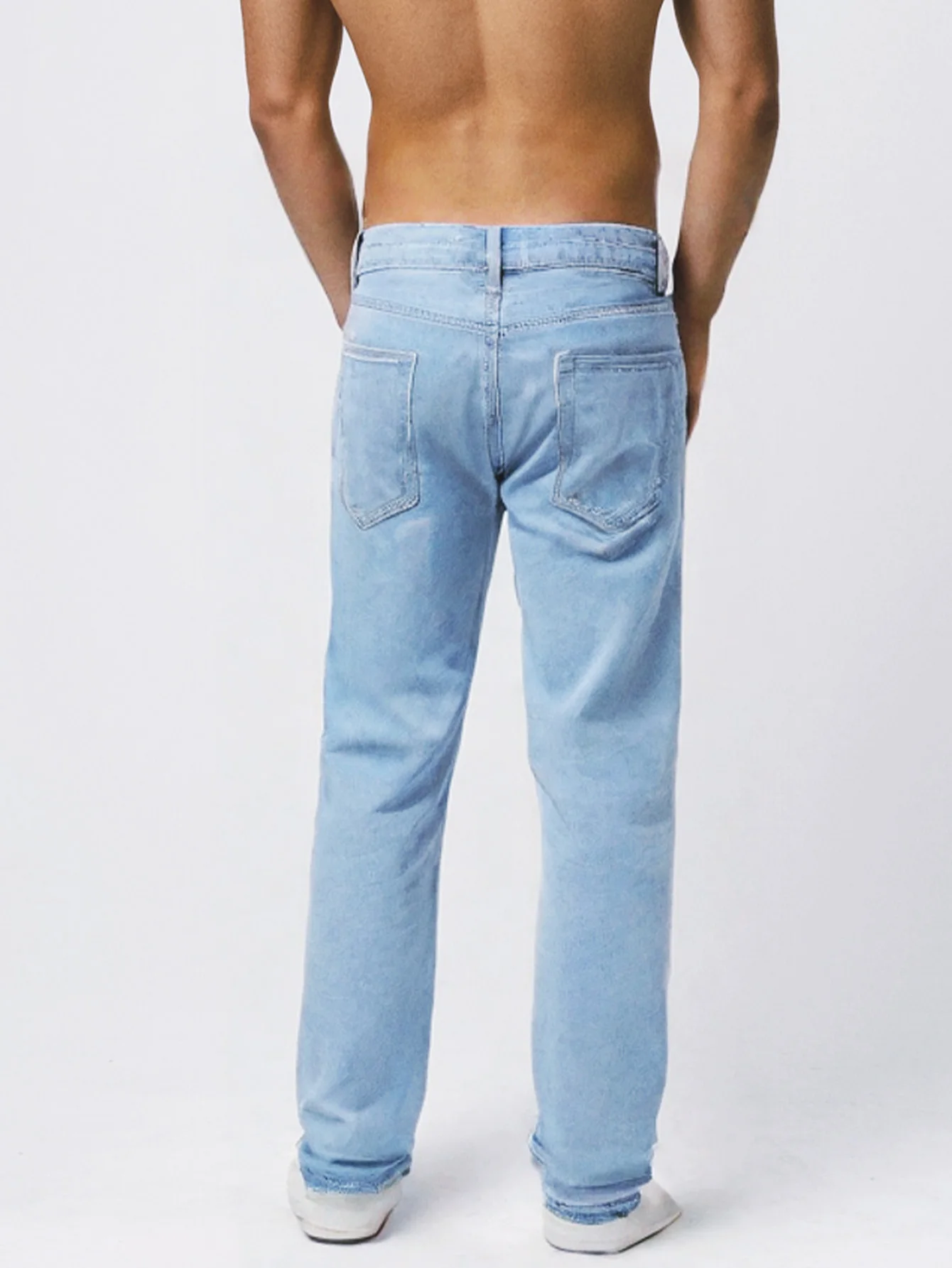 Light Blue Stretch Denim Jeans for Men Slim Fit Aesthetic Versatile Work Weekend High Quality FashionForward