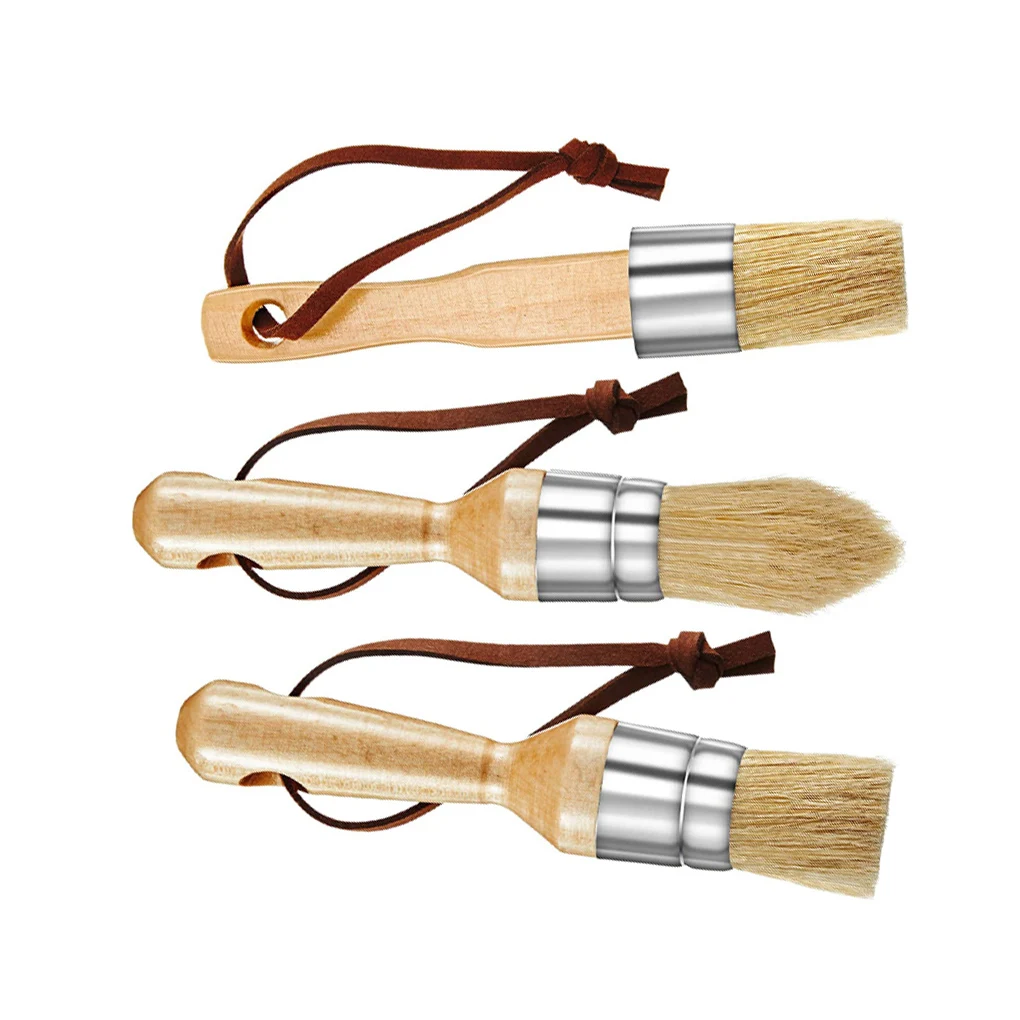 

3 Pcs/set Wax Brushes Furniture Painting Waxing Brushes with Wooden Handle Home Decorating Tool, Blue