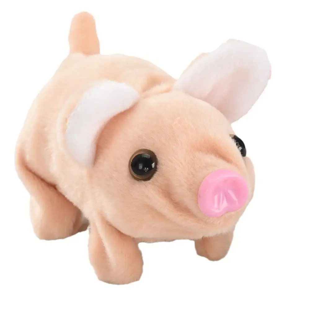 With Sound Electric Simulation Pig Can Walk White Electric Plush Pig Toy Moving Nose Cute Electronic Pig Children Gifts