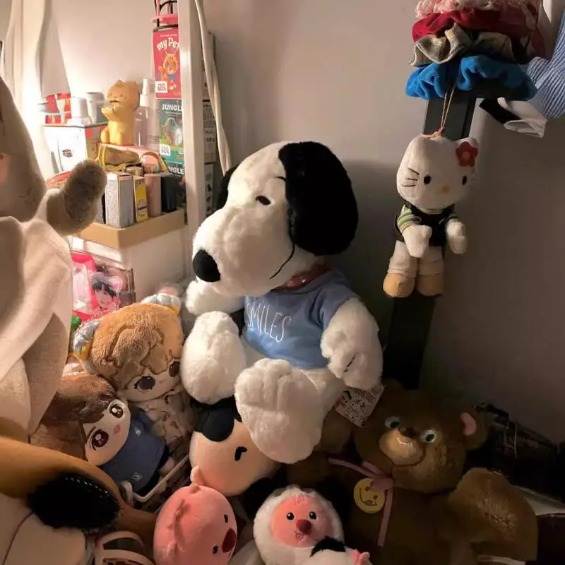 Miniso snoopy boneca de pelúcia kawaii dos desenhos animados sentado travesseiro brinquedo bonito boneca de pelúcia sofá decoração presente das crianças