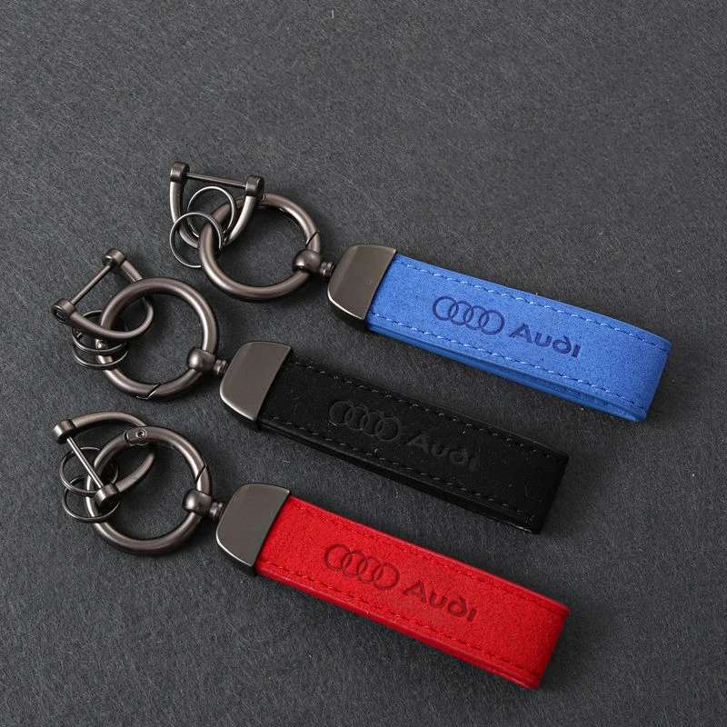 For Audi RS Sline Leather Car Keychain Key Chain Rings Metal Leather A3 A4 A5 A6 A7 Q3 Q5 Q7 S3 S4 S5 S6 S7 RS3 RS4 RS5 RS6