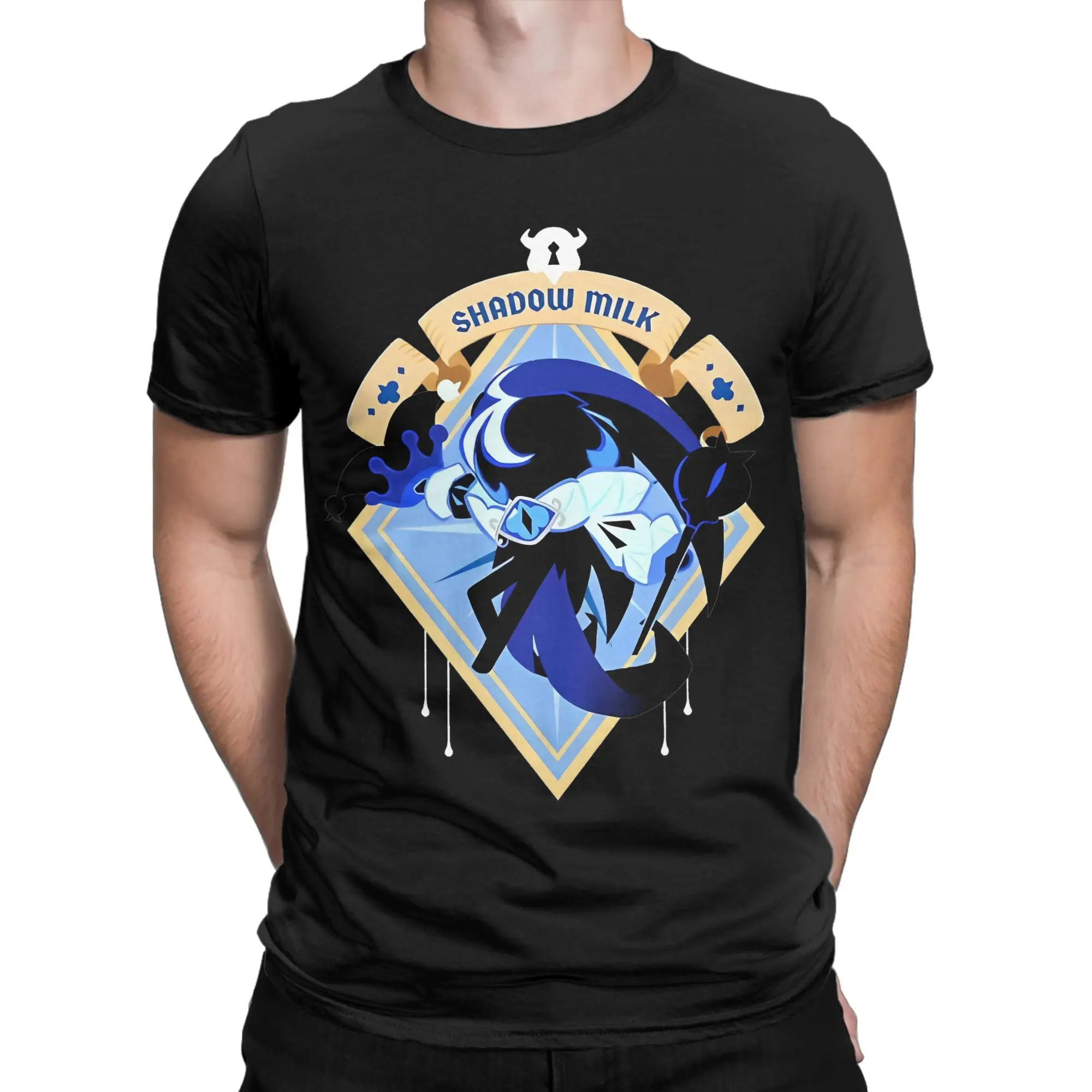 

Fashion Cookie Run Kingdom Shadow Milk Cookie T Shirt For Unisex Pure Cotton T-shirts Short Sleeve Tops