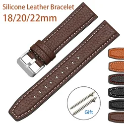 Silicone Leather Bracelet Quick Release Watch Strap for Huawei Watch GT2/3 Waterproof Smart WatchBand Sport Wristbelt 18/20/22mm