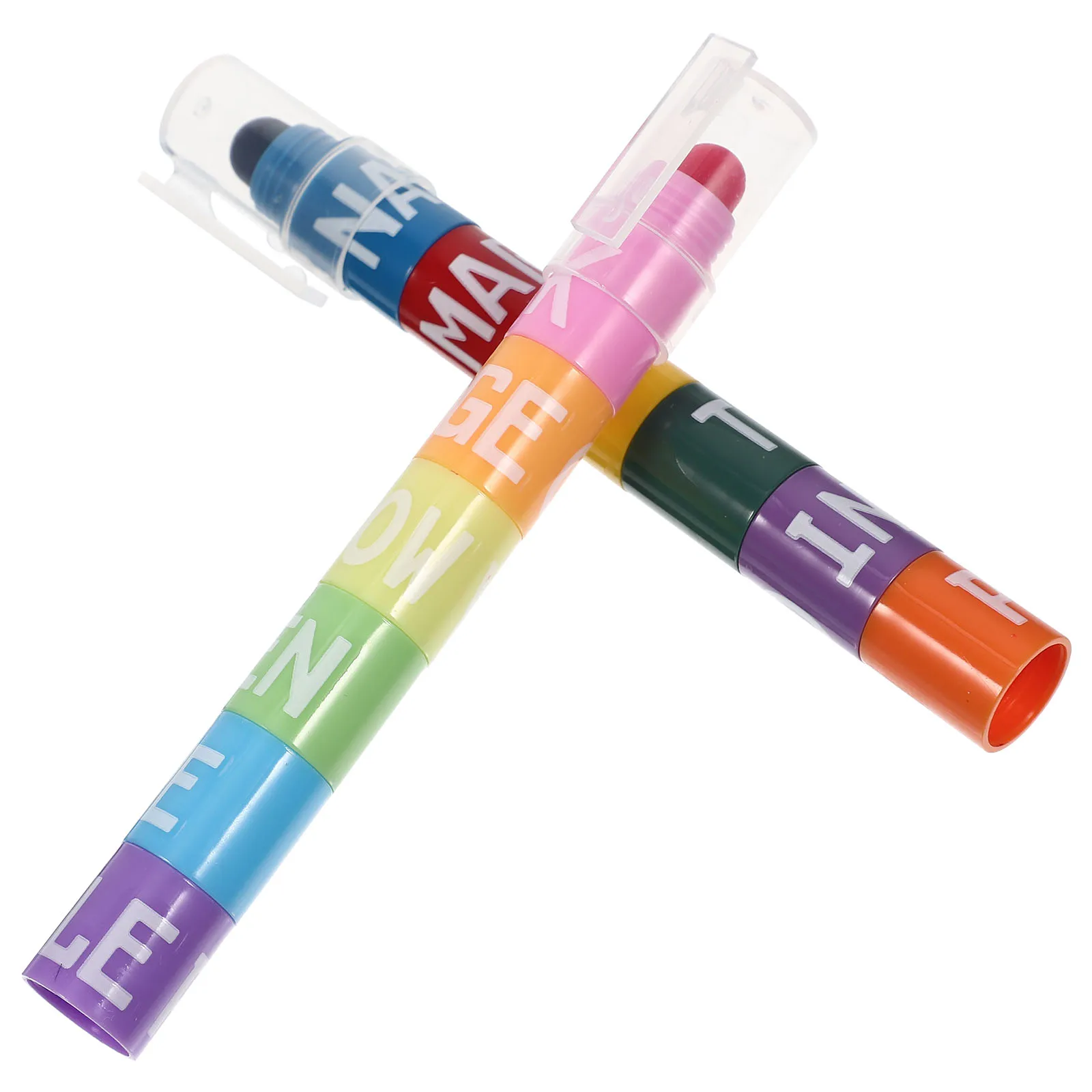 

2 Sets Colored Highlighter Pens Stitching Design Comfortable Grip Assorted Colors Students Stationery School Supplies