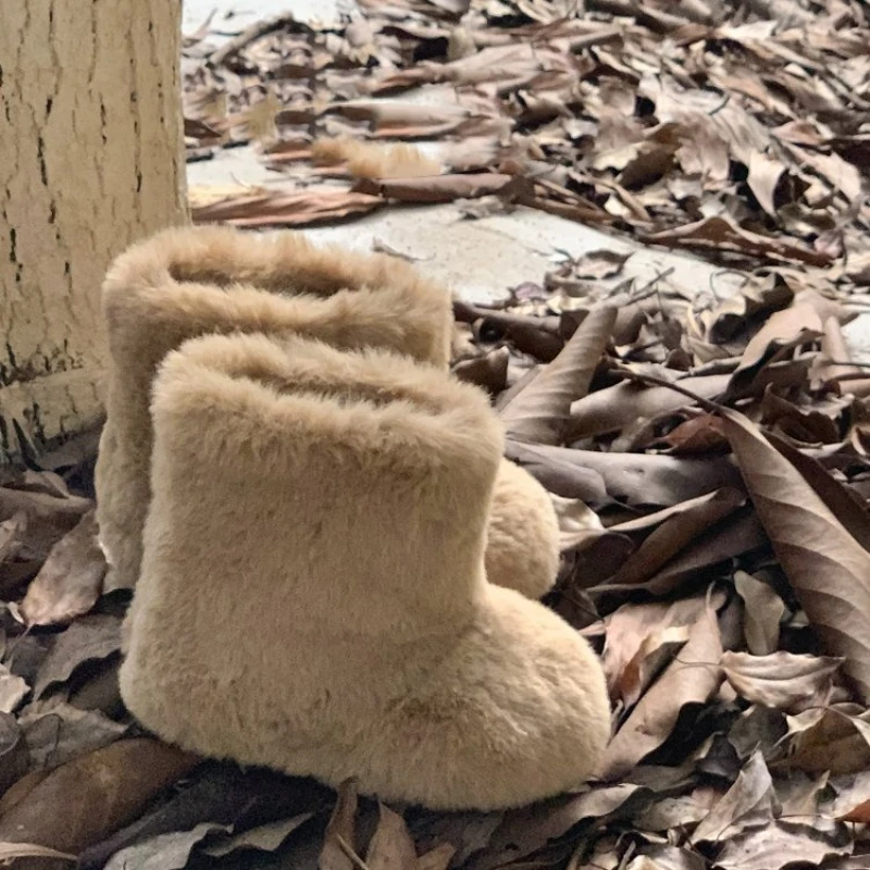 

2025 зимние новые модные детские зимние сапоги, волосатые детские сапоги, бархатные теплые универсальные уличные хлопковые сапоги без шнуровки для девочек