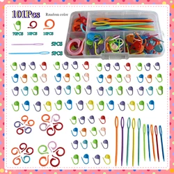 101pcs Multicolor Plastic Resin Small Clips Knitting Crochet Markers Locking Stitch Needle Clip Marking Rings DIY Sewing Tool