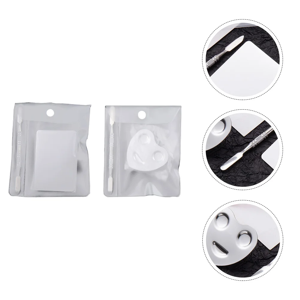 2 комплекта из нержавеющей стали, лоток для смешивания ногтей, палитра, сделай сам, цветная пластина, маникюрная палетка, принадлежности для макияжа, профессиональный набор