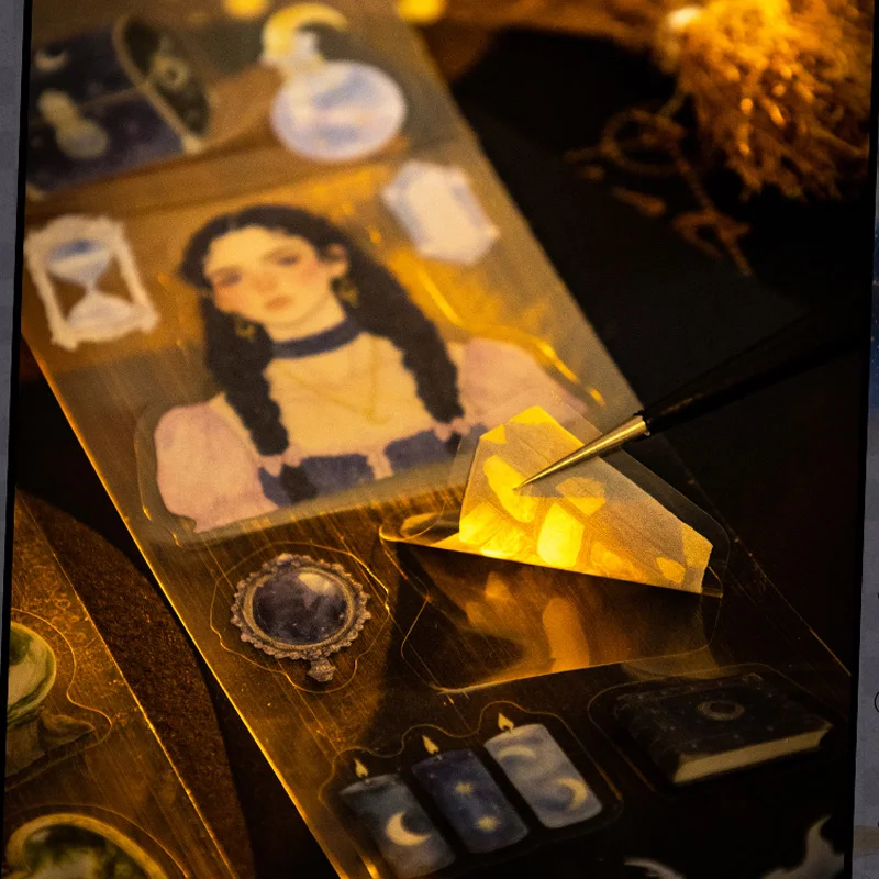 200CM/roll Waterproof PET Tape Mysterious Magician Theme Pattern Handbook Creative DIY Laptop Decoration