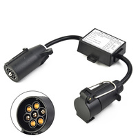 1PC Trailer Light Converter To EU Trailer Light Converter US Vehicle 7-Pole RV Blade Socket To EU 7-Pin Round Plug Connector
