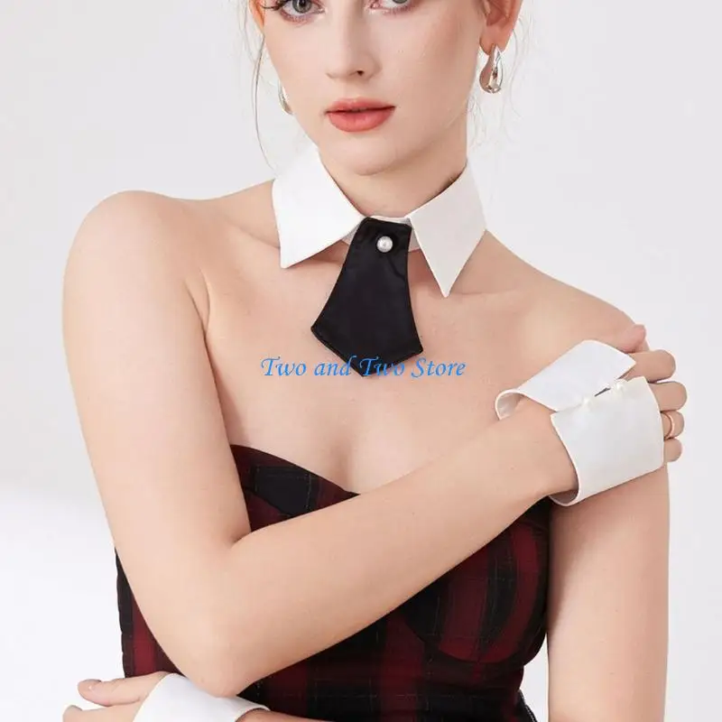 HX6F Detachable Faux Collar Costume Accessory for Layered Office and Daily Outfits
