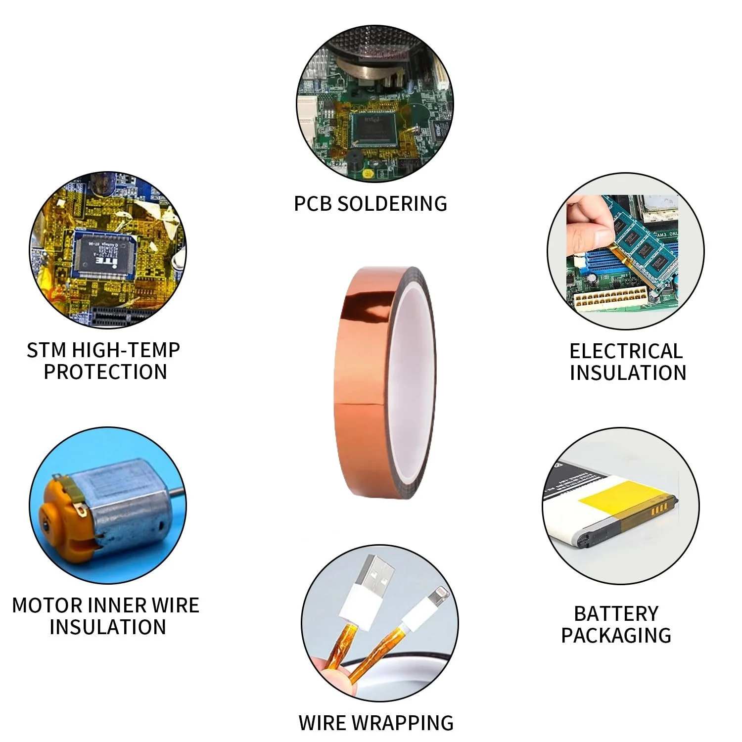 Cinta de alta temperatura Cinta de poliimida Cinta capton Goldfinger sin residuos Soldadura electrónica Impresión 3D