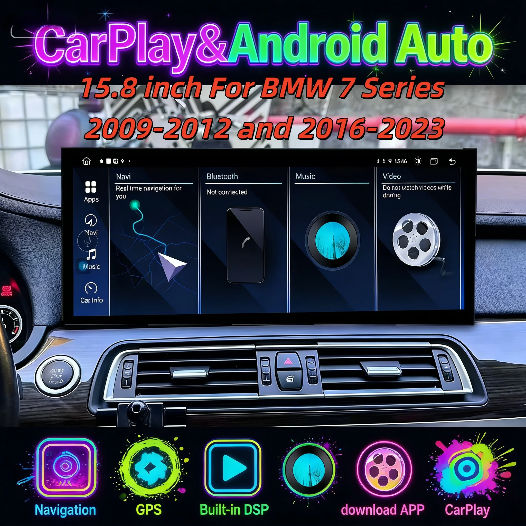 

Android 13 4G wifi Auto DSP Stereo For BMW 7 Series 2009-2012 Wireless CarPlay Navigation Car GPS Navi Radio Bluetooth Head unit
