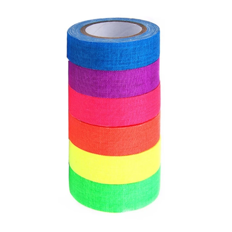 Coleção fitas pano fluorescente 6 rolos conjunto fita adesiva luminosa