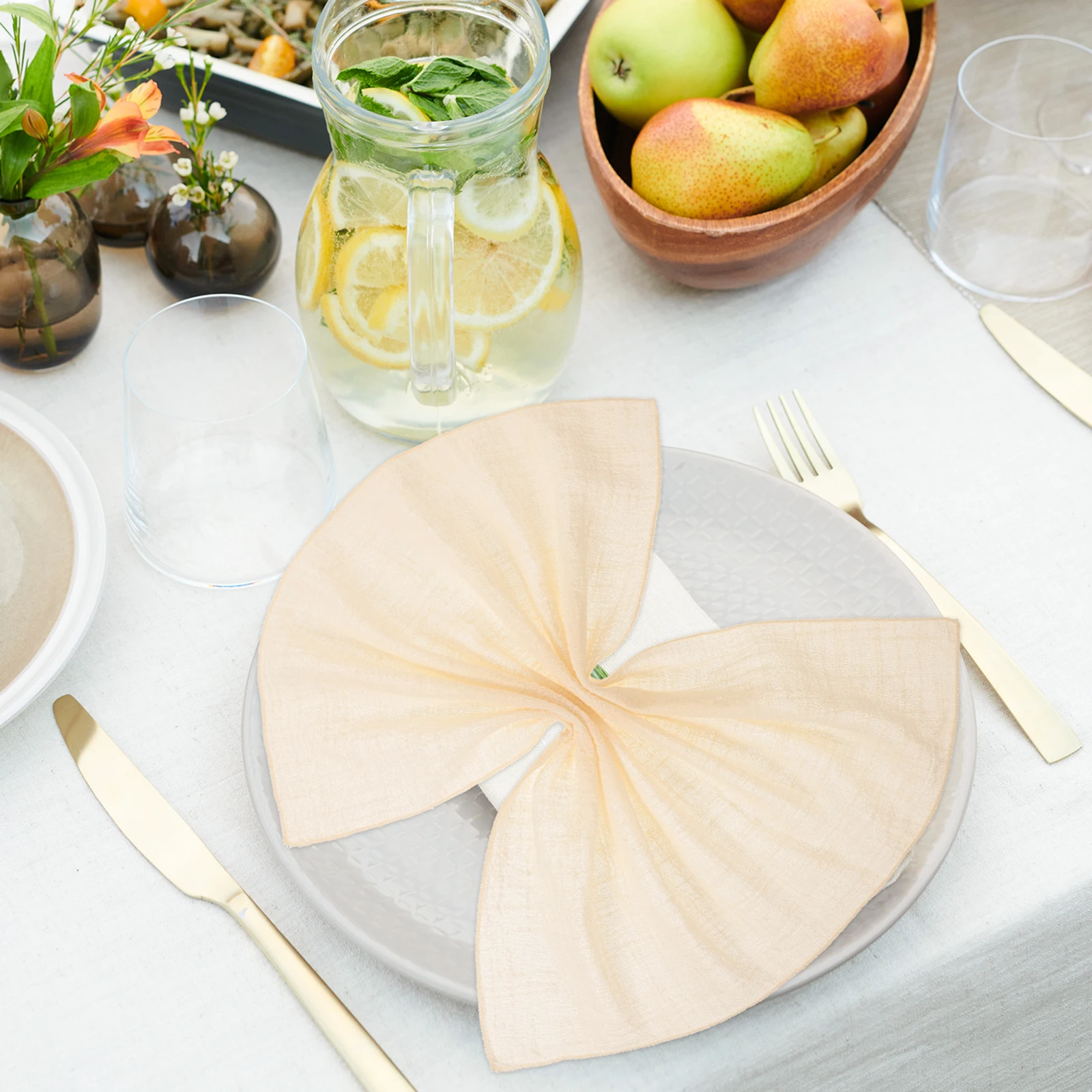 

10Pcs Cotton Linen Dinner Cloth Napkins Soft Washable Reusable Table Napkins for Weddings Party Dining Decoration