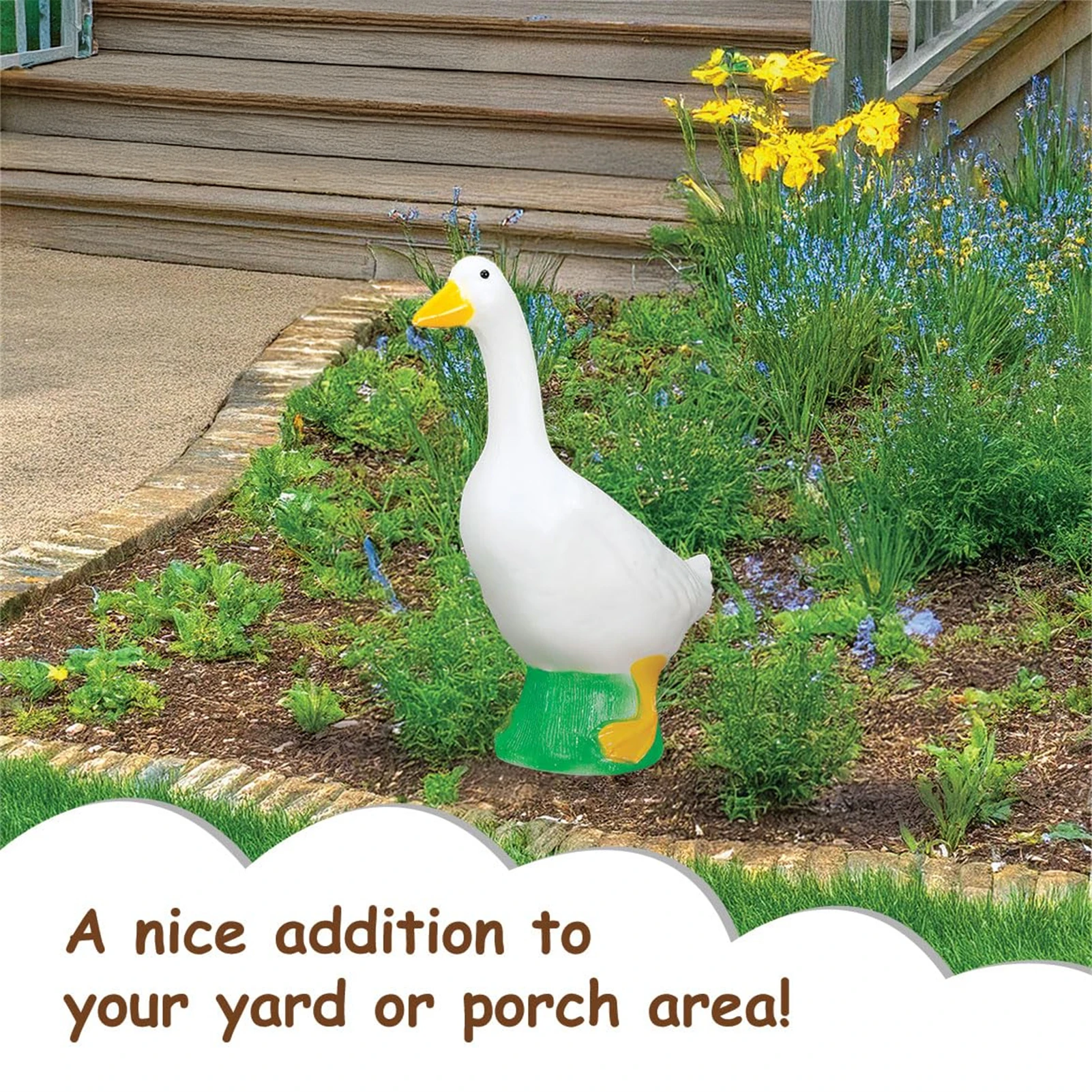 18 cm weiße Gans-Gartendekoration, einzigartige Tierstatue für den Außenbereich, Gartenlandschaft, für Hausdekoration, Tierfiguren, Geschenk – Detail 1