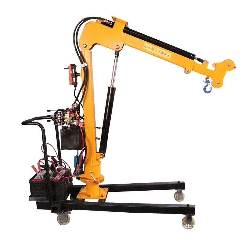 Real Quality Small Electric Crane Mobile Crane Small Car-mounted Household Hydraulic 2 Ton Electric Crane