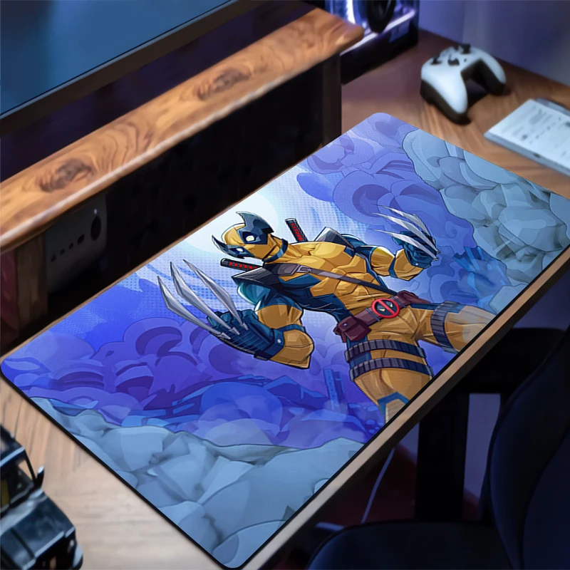 แผ่นรองเมาส์ M-marvel W-wolverine แผ่นรองโต๊ะอนิเมะ แผ่นรองเล่นเกม แผ่นรองเมาส์สำหรับเล่นเกม แผ่นรองคีย์บอร์ดสำหรับคอมพิวเตอร์และสำนักงาน