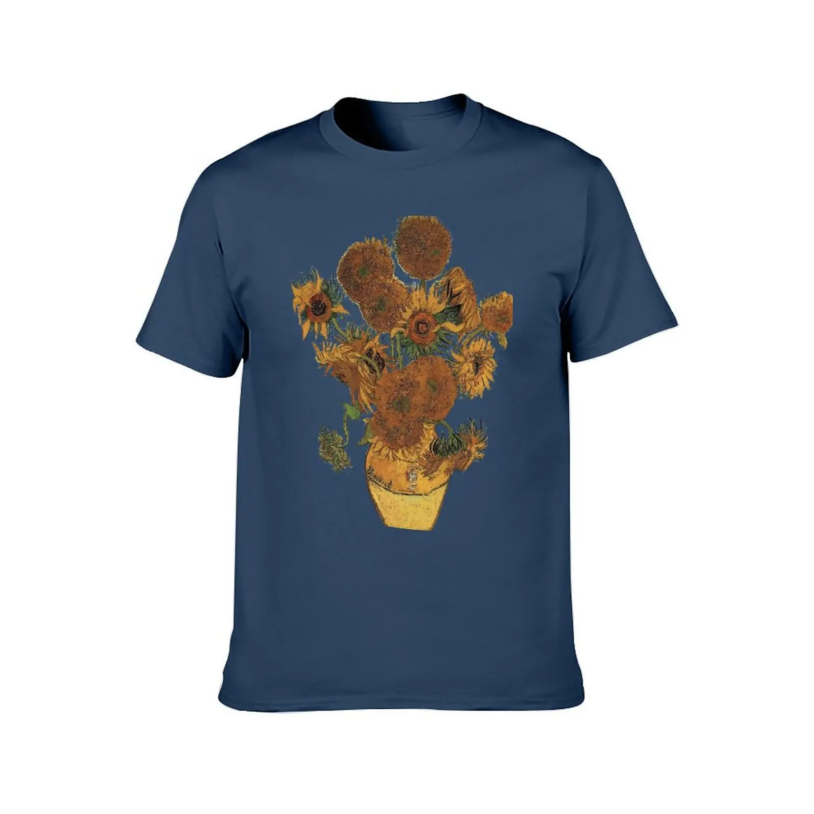 Van Gogh Sun Flowers Grunge T-Shirt t shirts for man cotton funny man t shirt luxury anime t shirts for man T-Shirt
