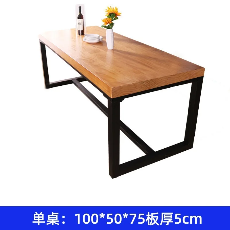 American-Style Solid Wood Dining Table Commercial Canteen Dining Table Barbecue Shop Rectangular Dining Table and Chair