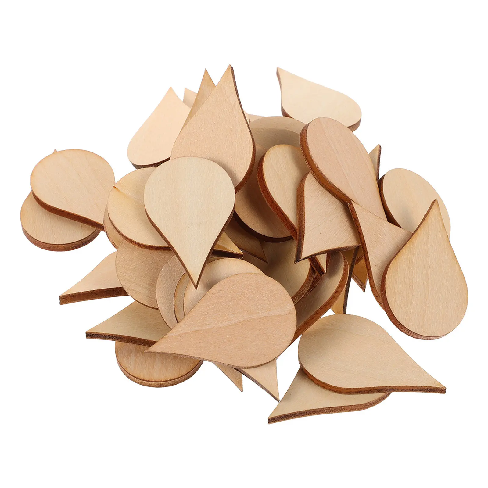 

50Pcs Wooden Teardrop Natural Raw Wood Slices for DIY Crafts Painting Ornaments Decoration Unfinished Wood Signs