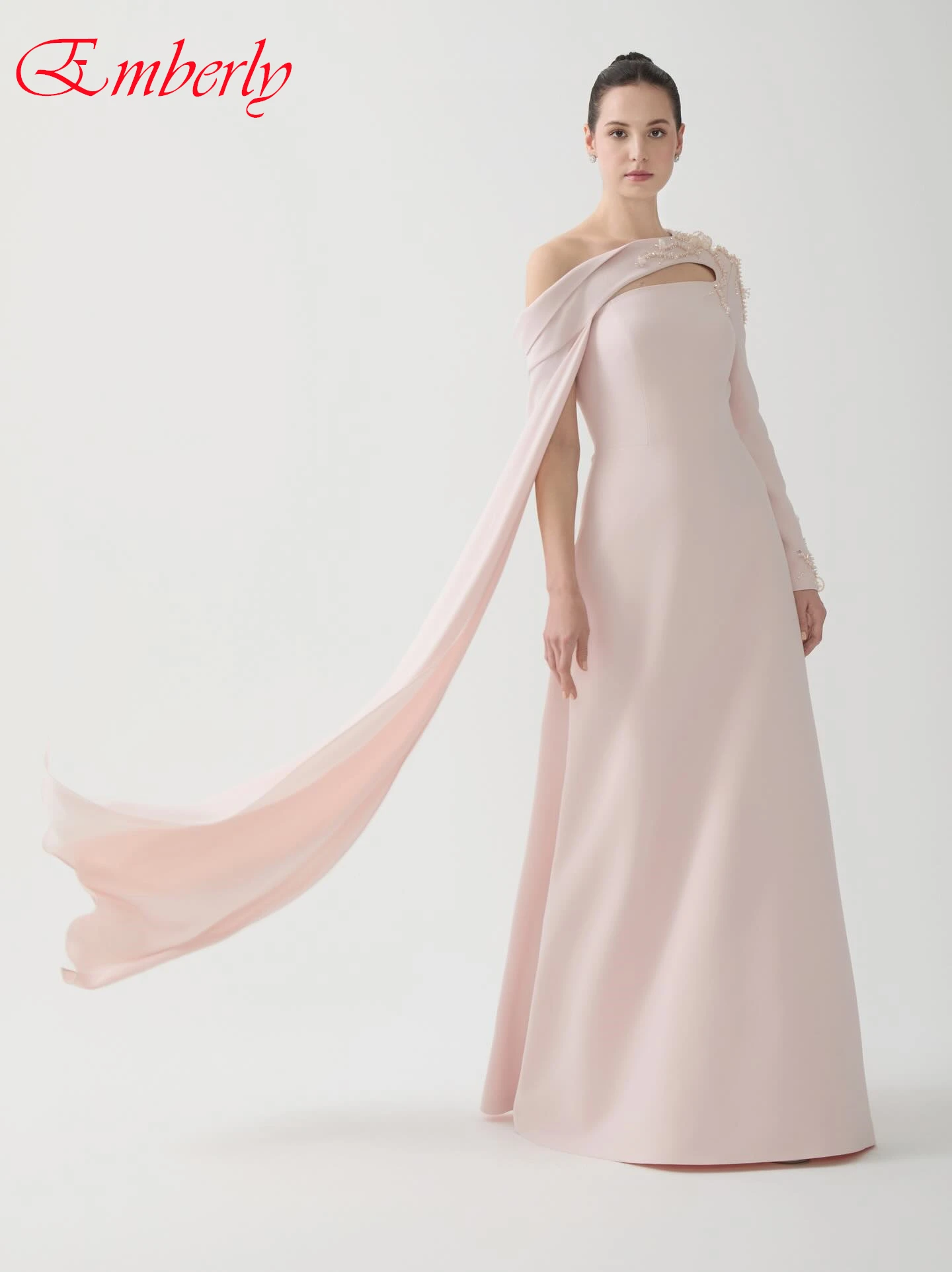 

Customized A-Line One Shoulder Long Sleeves Formal Evening Dress Delicate Celebrity Gowns Fashion High Quality Party Dress