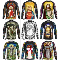 Motocross MX Long Sleeve Cycling Jersey Shirt, Bicycle Clothes, Off Road MTB, Downhill Church, Jesus God Maria Top, Outdoor