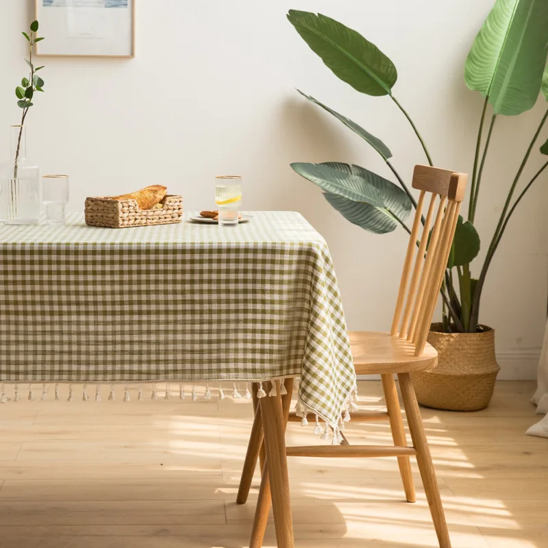 Checkered Tablecloth Kitchen, Wedding, Holiday Table Decoration Tablecloth, Outdoor Bohemia Cotton Picnic Geometric Tablecloth