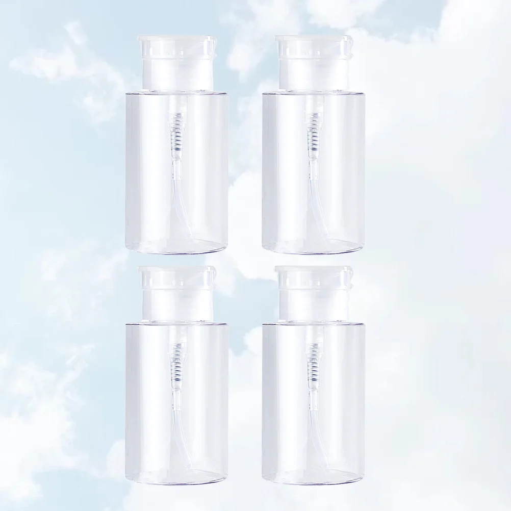 4 szt. Butelki z pompką na tonik, puste pojemniki na balsam, butelki podróżne z dozownikiem, 200 ml, przezroczysty korek, idealne na kemping