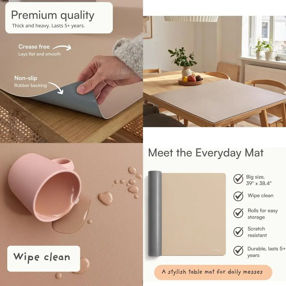 

Child-Friendly Craft Mat, 38x39.4, Protects Dining Table from Spills and Messes, Easy Clean, Heat Resistant