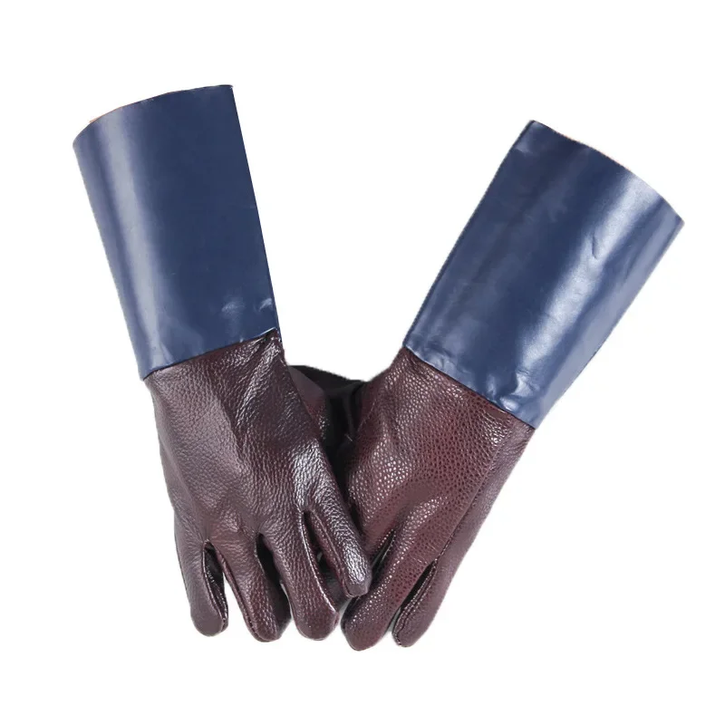 Soft Wear resistant Extended Leather Welding Protective Labor Gloves