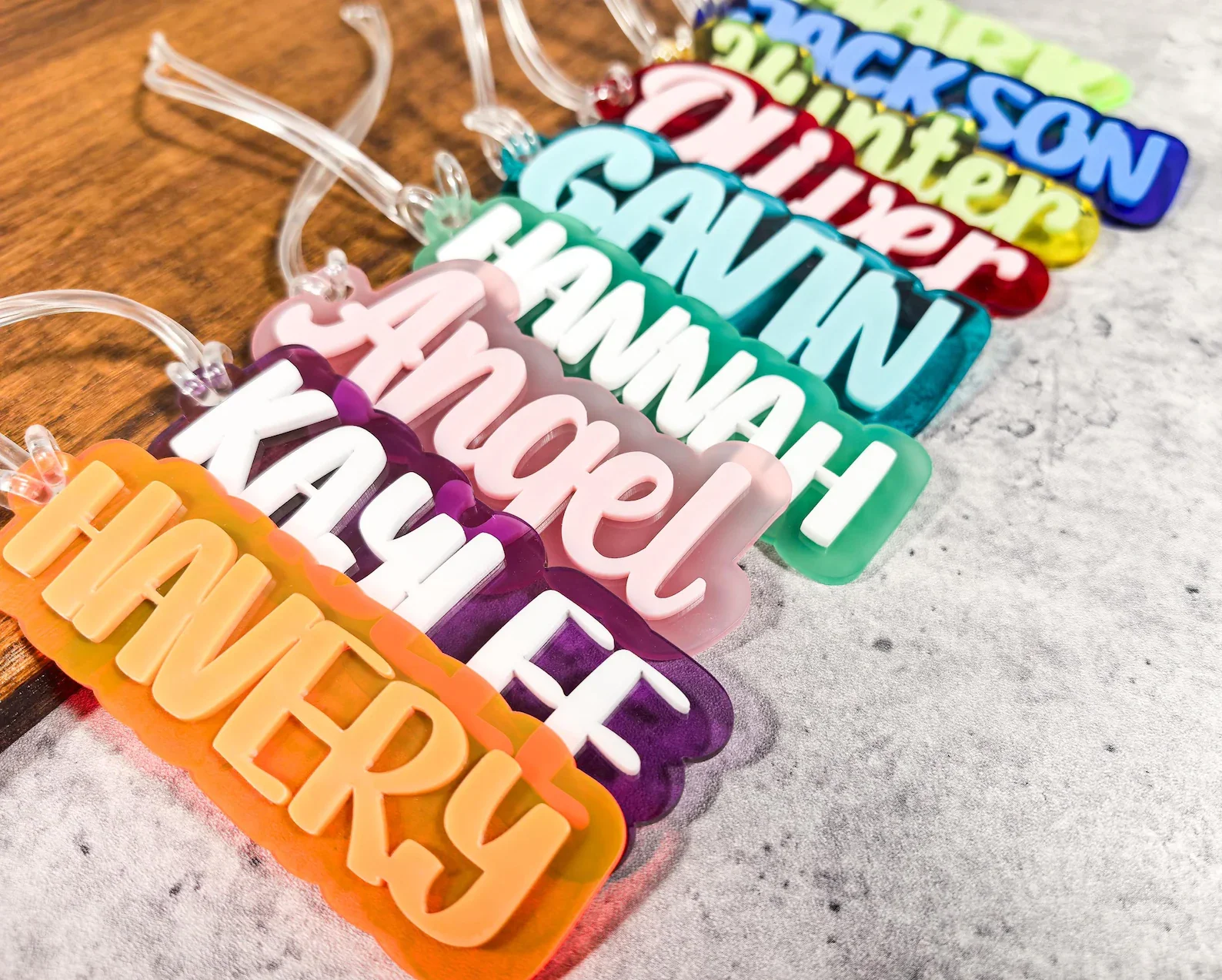 Personalized Acrylic Name Tag Custom Backpack Keychain School Lunchbox Tag Bookbag Name Tag Diaper Bag Tag Kids School Bag Tag