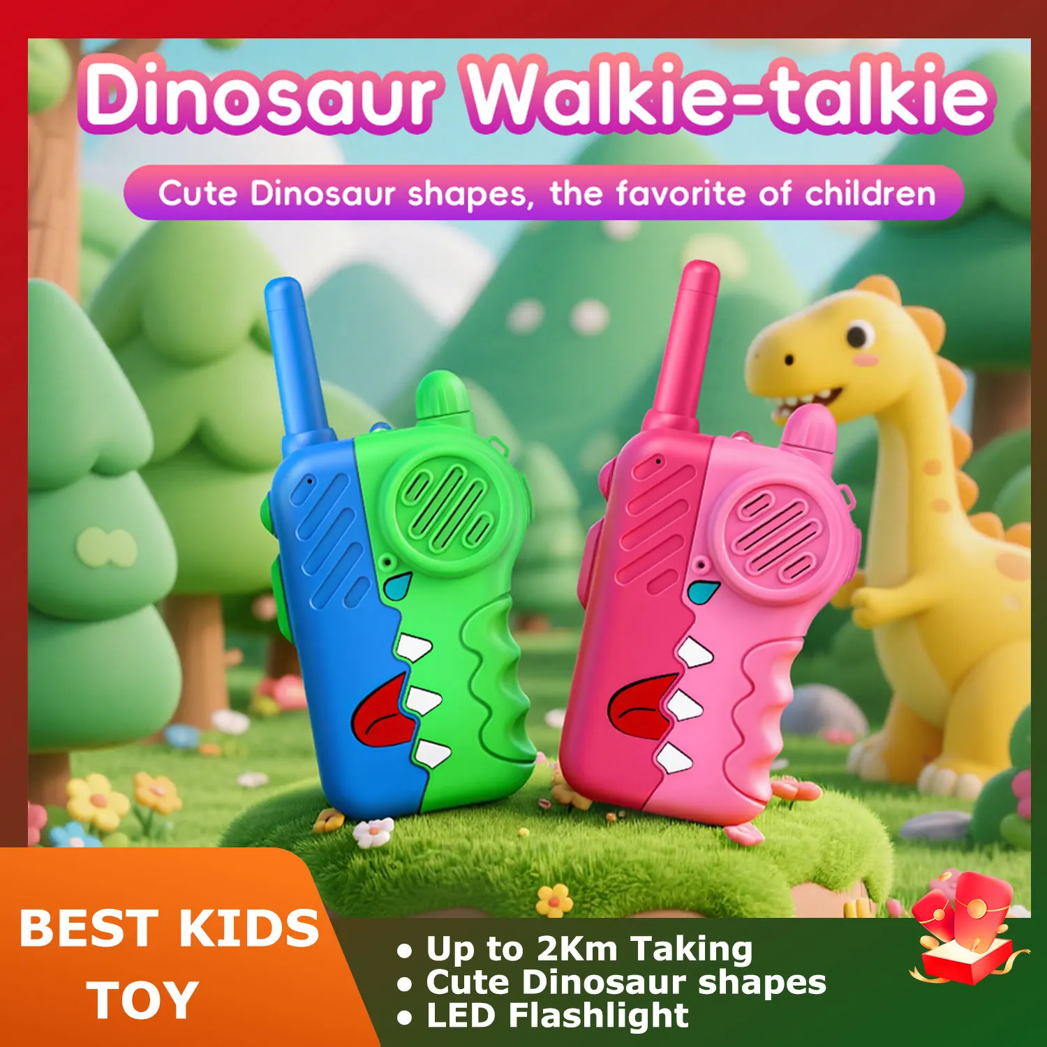 2 шт./компл. рации с фонариком, ремешок, 2-сторонняя радиоигрушка, приемник диапазона 2 км, подарки для мальчиков и девочек, забавные игрушки для кемпинга на открытом воздухе