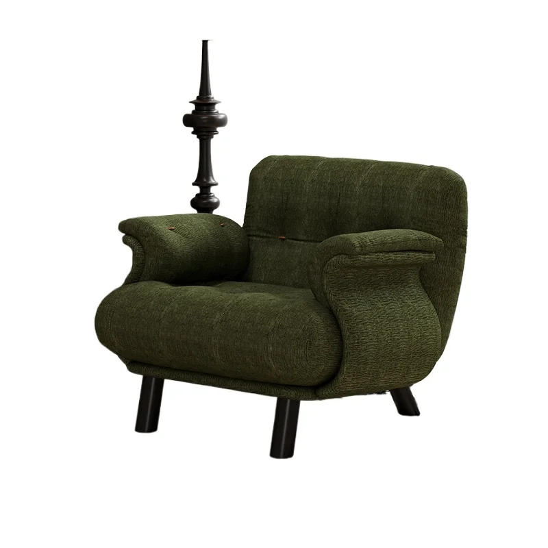 

French medieval cream wind leisure chair, double small apartment, fabric high-footed bedroom, single sofa chair