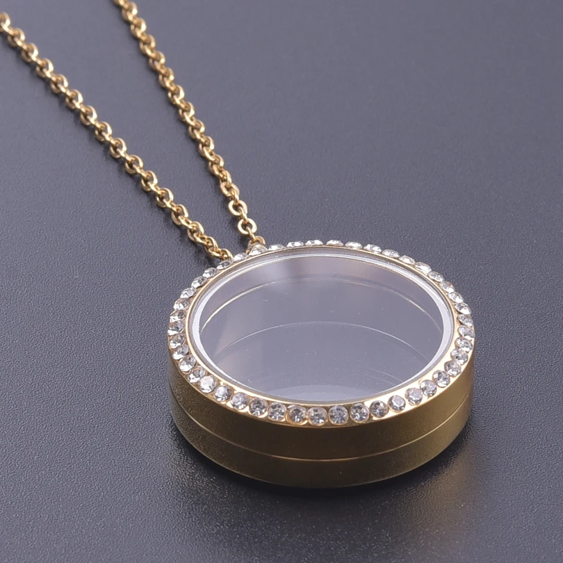 30mm Round Glass Twist Locket Pendant Necklaces For Women Men Accessories Silver/Gold/Rose Gold Color Stainless Steel Necklace