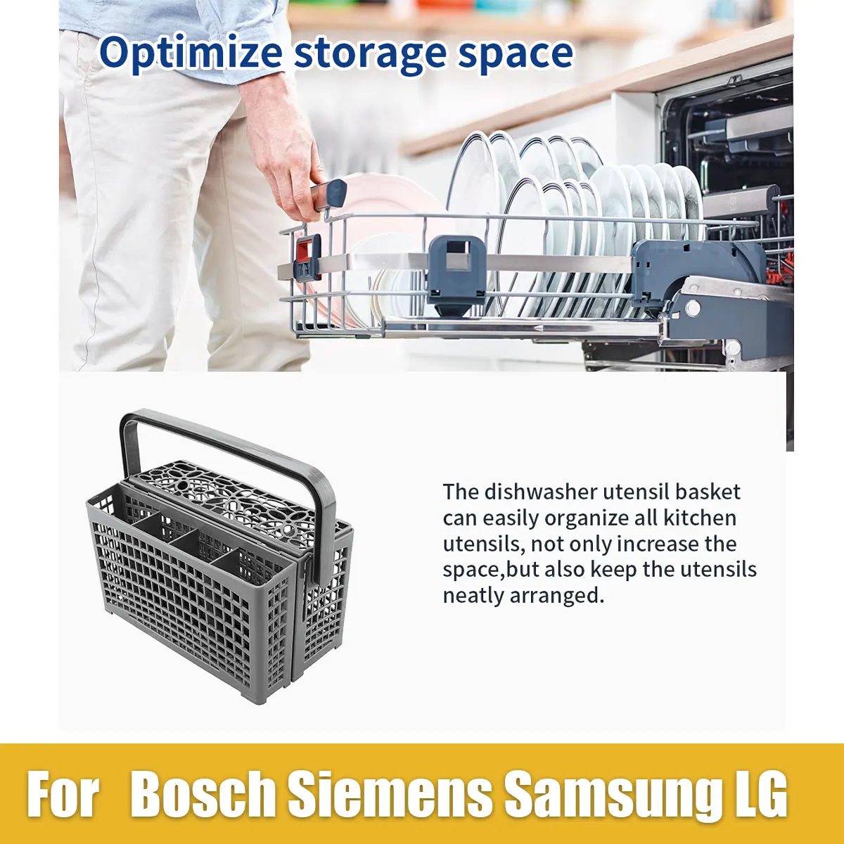 Universal Dishwasher Cutlery Basket - Fits Bosch,Siemens,AEG,Kenmore,Whirlpool,Maytag, LG,Neff,GE,Samsung,Hotpoint,Indes,Ariston image 6