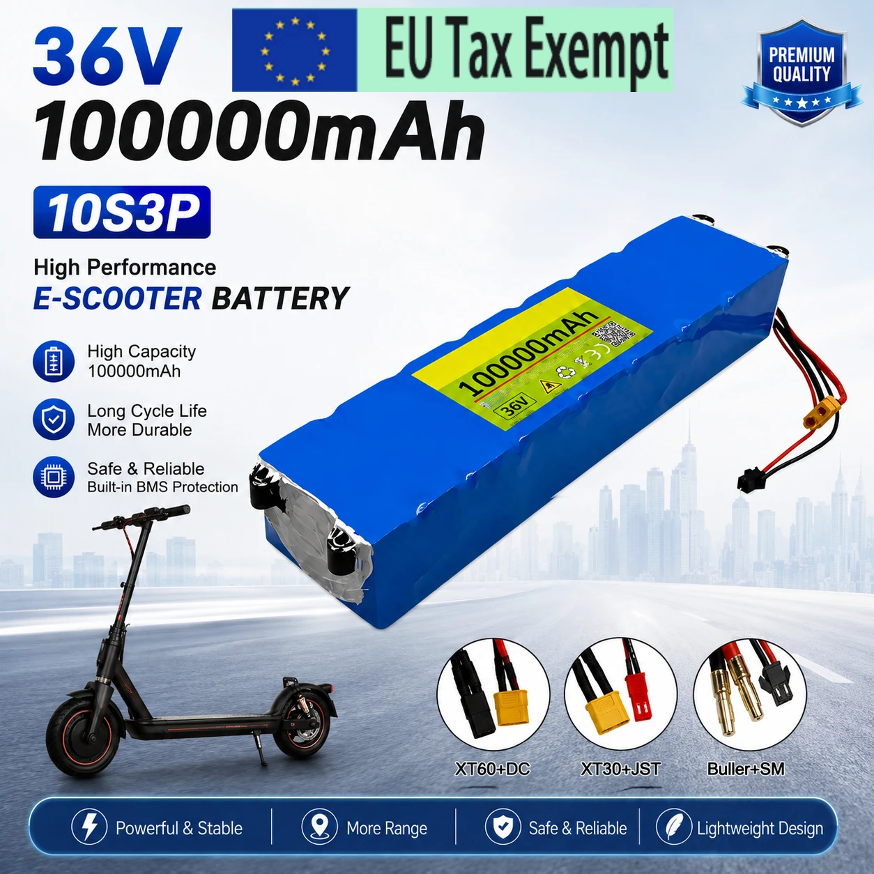 10S3P 36V 100000mAh 36V Elektroroller-Akku 18650 Lithium M365 Elektroroller 36V Batterie