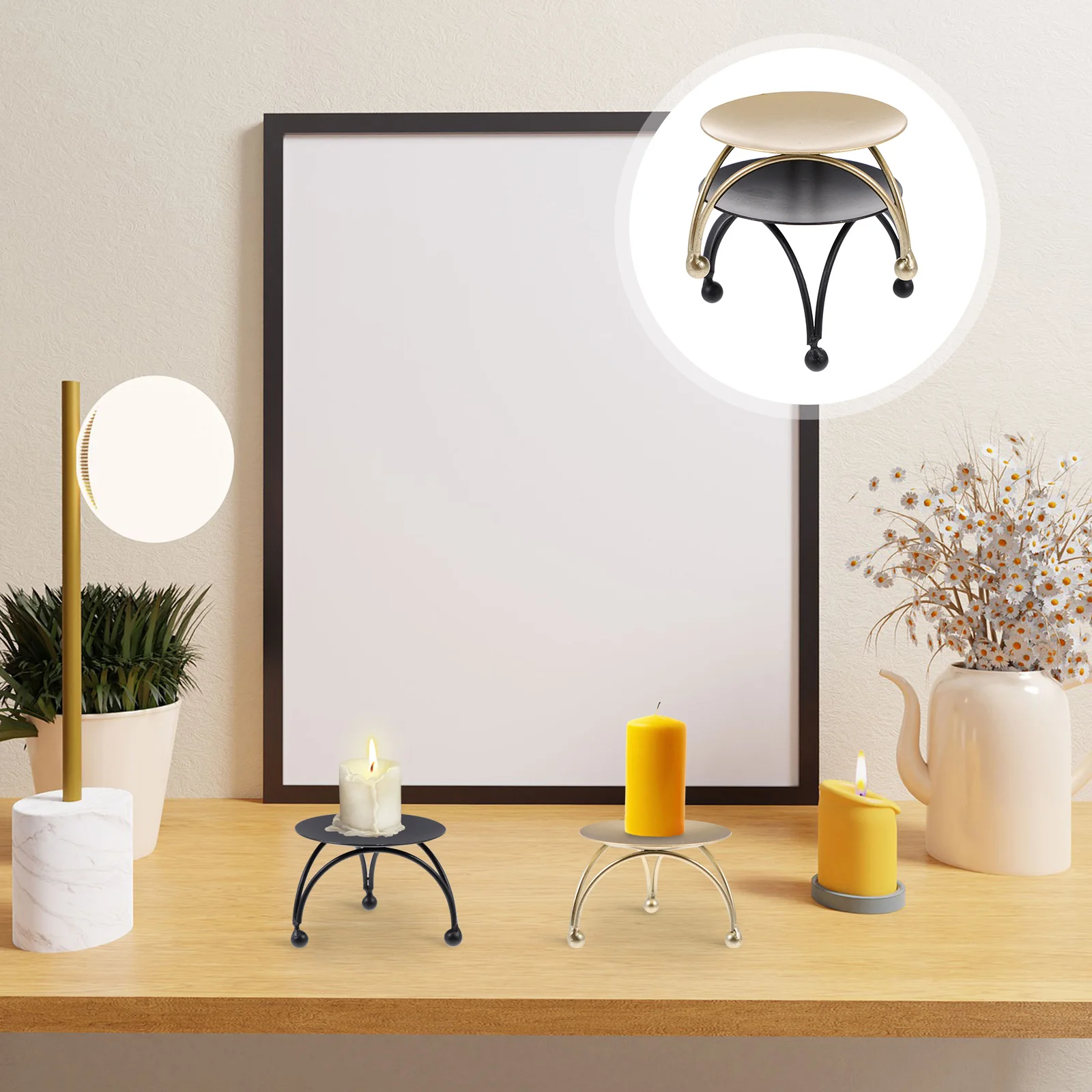 

2Pcs Textured Iron Candlestick for Home Decor Chic Stand Exquisite Craftsmanship for Elegant Feelings Home Candlestick