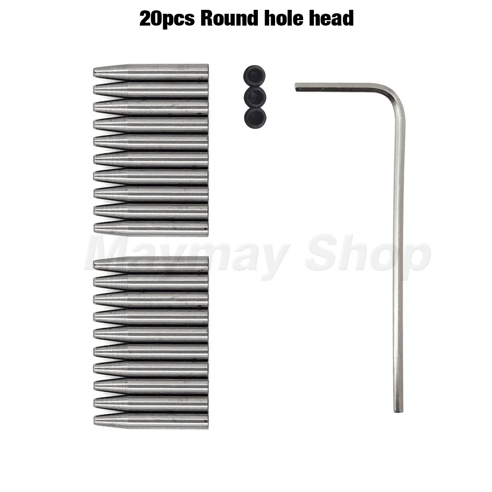 20-80Pcs Replaceable Round Hole/Bevel Chisel Punch Accessories Head Sharp Removable Head Punching Nail For Leather Punch Tools