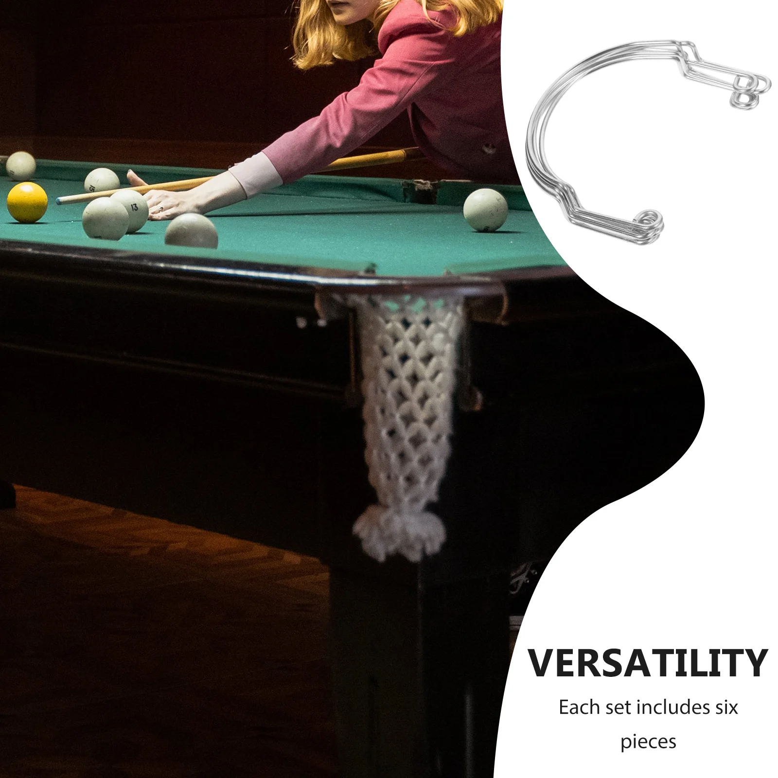 

6Pcs Aluminium Alloy Pool Table Net Bag Bracket Multi-Use Billiard Pockets Fixator for Drop Ball Nets Corner and Table