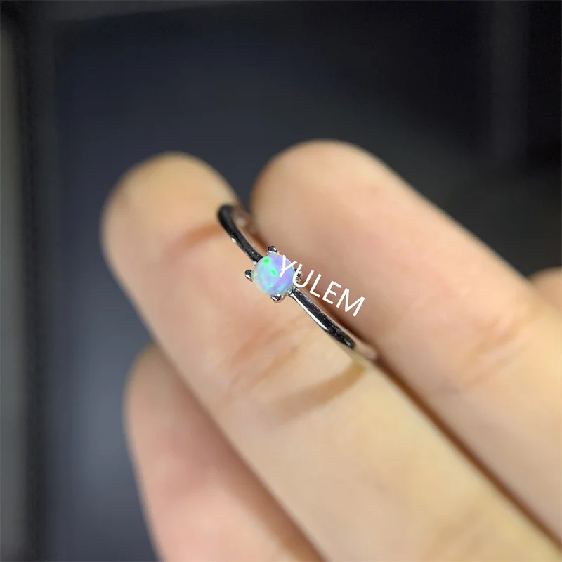 3mm Natural Opal with Silver 925 Simple Design for Lady  Womens Rings  Wedding Ring
