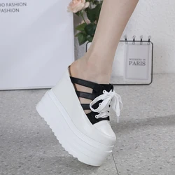 15 cm13cm baotou mezze pantofole abbigliamento estivo femminile 2024 nuove scarpe traspiranti suola spessa all'interno sandali di elevazione sandali firmati