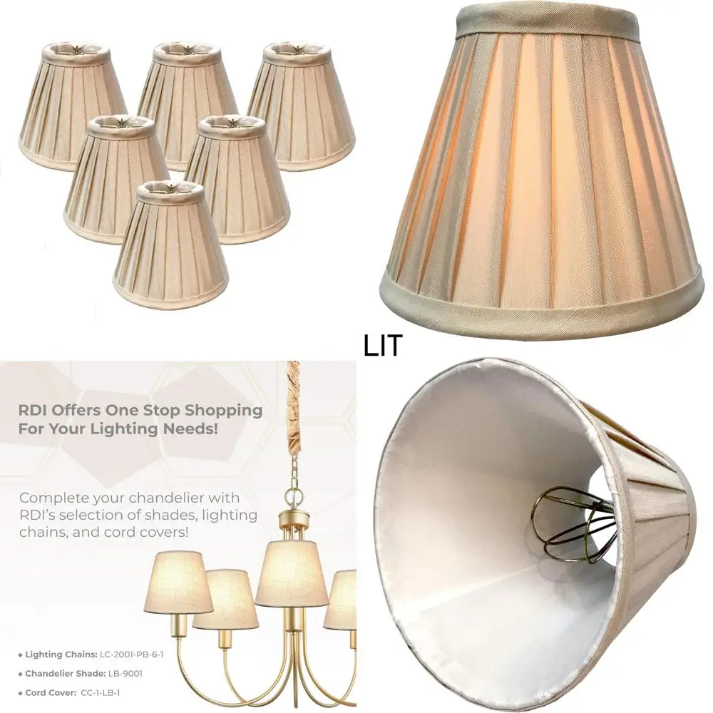 ظلال الثريا ذات الطراز الإمبراطوري المطوي، مجموعة من 6 قطع، 3 × 6 × 5 بوصات، بيج، عبوة كبيرة لديكور الإضاءة المنزلية #1
