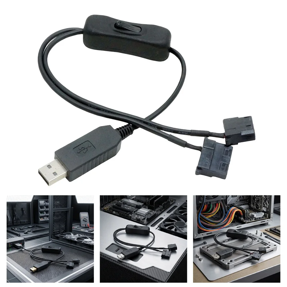 2pcs High-Power 5V To 12V USB Split Boost-Cables Module For Computer Fan Control Power Supply Voltage Conversion Parts