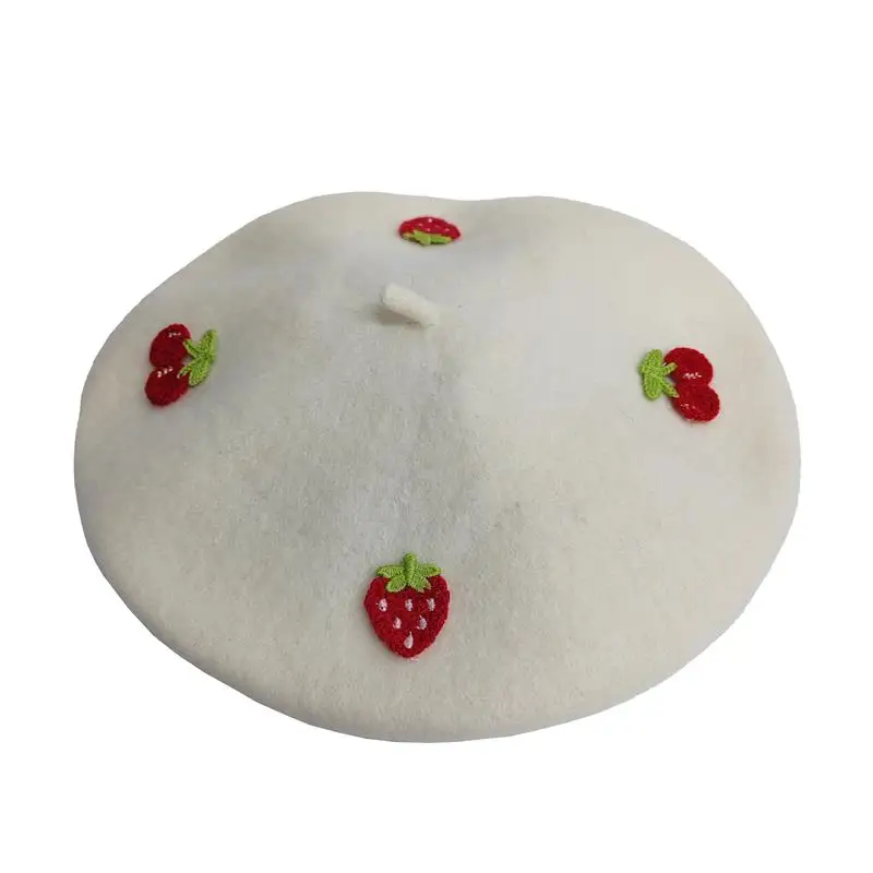 RH Girls Women Fashion Leisure Women Wool Beret Artist Hat Family Kids Cherries Strawberry Sweet Woolen Hat