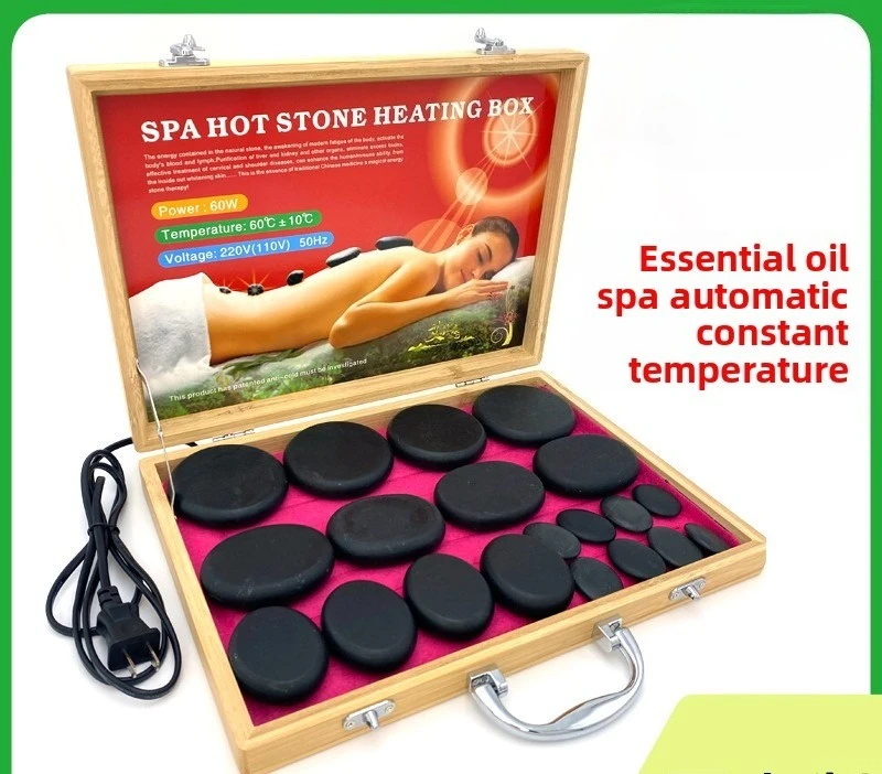 Energy stone Massage stone Health SPA essential oil Massage volcanic stone Aluminum heating box 20-piece heater