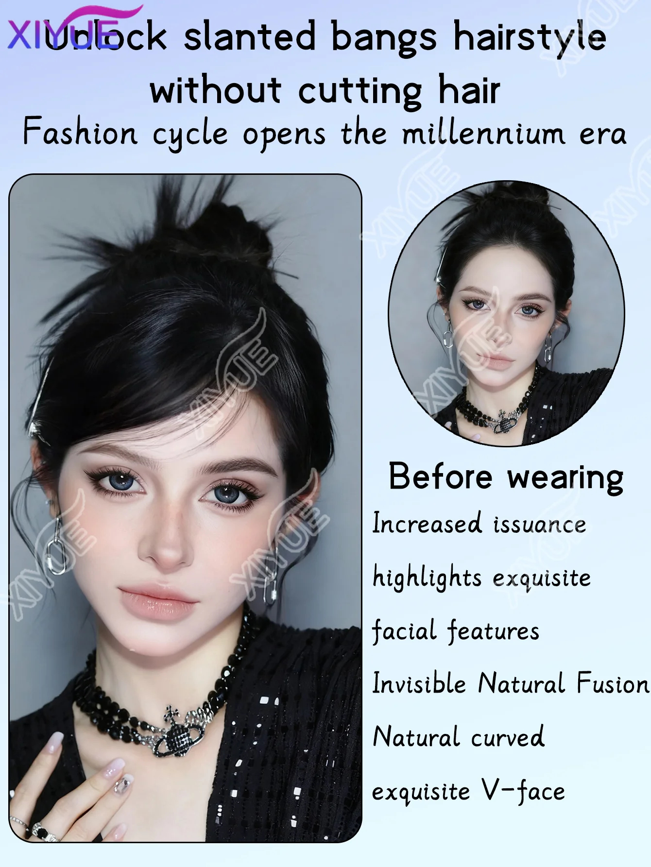 XIYUE Synthetic Natural Straight Blunt Bangs High Temperature Fiber Brown Women Clip-In Full Bangs With Fringe Of Hair 10 Inch