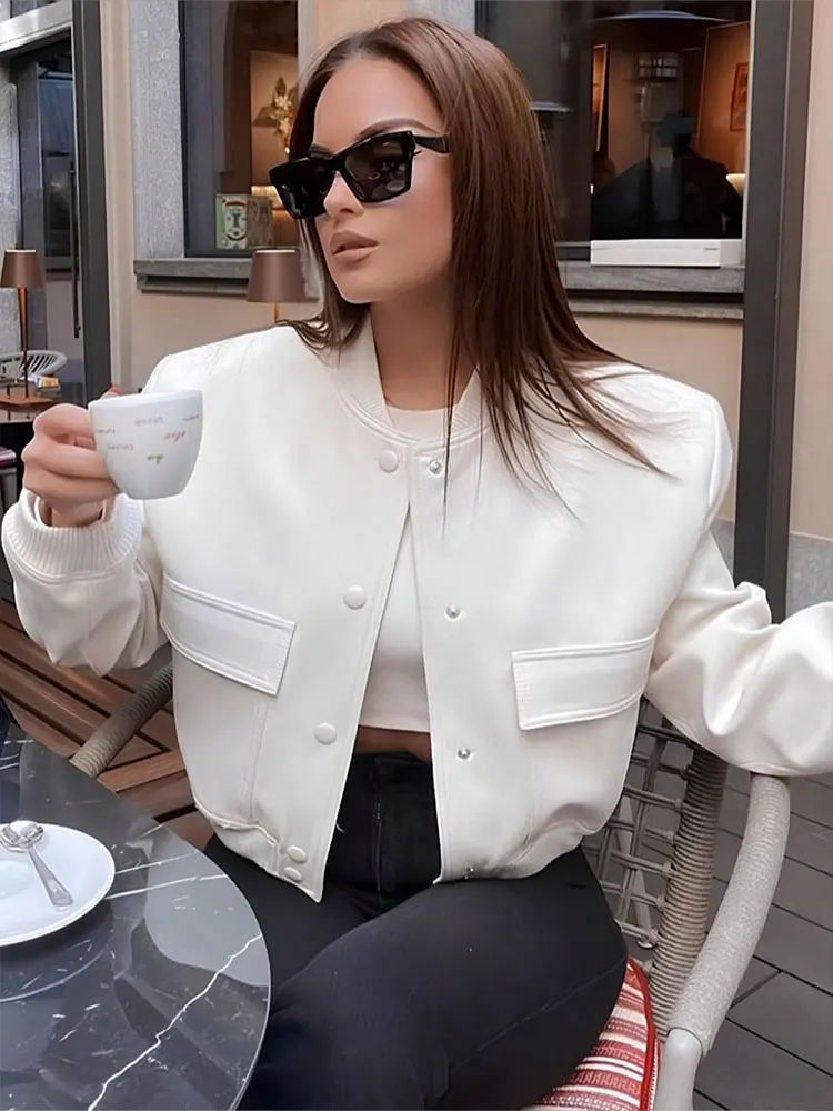 

HH куртка для женщин 2024, винтажное однотонное пальто на пуговицах с длинными рукавами и карманами, осенняя повседневная женская куртка-бомбер, шикарная верхняя одежда