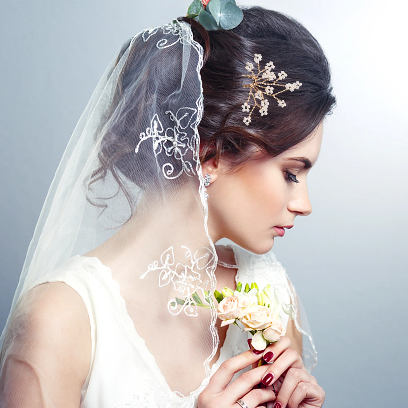 

5pcs Rice Beads Hair Pins Bridal Wedding Hair Accessories U-Shaped Hairpins Bridesmaid Buns Holders Hairpieces For Women
