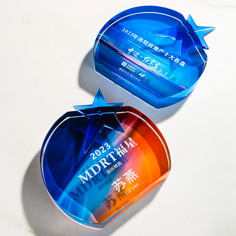 Customized Rotundity Crystal Trophy Color Printing Sports Annual Meeting Award Outstanding Employee Souvenir Home Decoration 1Pc