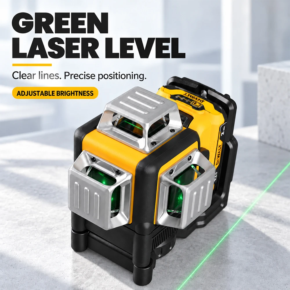 DEWALT DW089LG 12 Lines Green Laser Level 360° Full Coverage Alignment Tool For Tile Laying Ceiling Installation